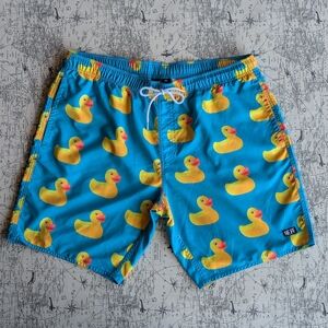 Neff Blue Swim Shorts with Duck Design